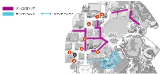 USJ　ゾンビ出現場所